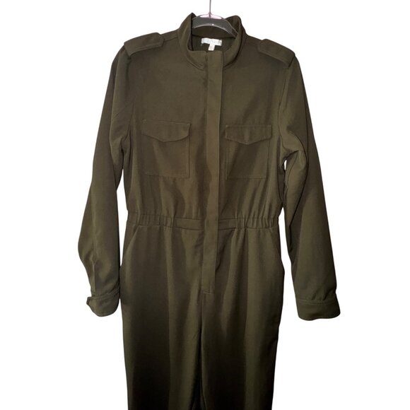 Anthropologie Harlyn Size 8 Green Military Jumpsuit Utility Coverall Army‎ Pants - Picture 6 of 9